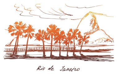 Elle çizilmiş Rio de Janeiro sahil