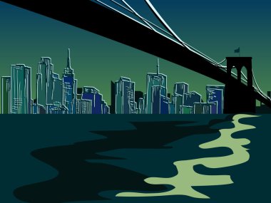 Çizilmiş New York köprü el - vektör