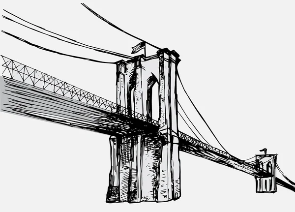 Hand dras Brooklyn Bridge - vektor — Stock vektor