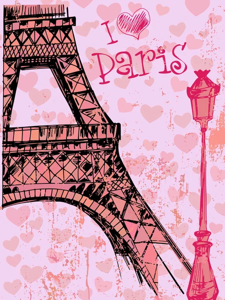 Paris grunge fundo com Torre Eiffel —  Vetores de Stock