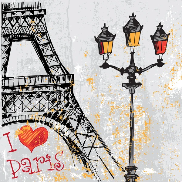 Paris grunge bakgrund med Eiffeltornet — Stock vektor