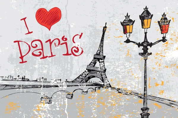 Eyfel Kulesi ile Paris grunge arka plan