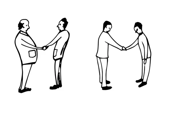 Silhuetas desenhadas à mão de Pessoas - aperto de mão — Vetor de Stock