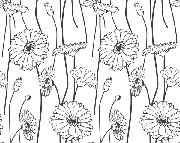 Nahtlose handgezeichnete Wildblumenmuster — Stockvektor
