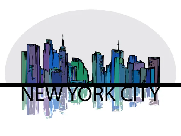 Ciudad aislada de Nueva York con reflexión — Vector de stock