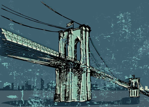 Handgezeichnete Brooklyn Bridge - Vektor — Stockvektor