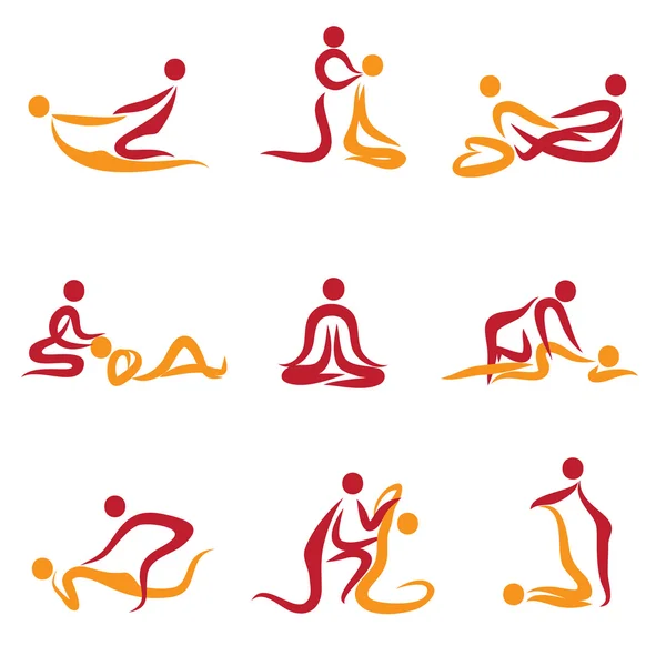 Conjunto de personas haciendo masaje — Archivo Imágenes Vectoriales