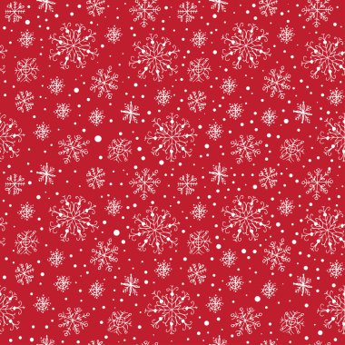 Kırmızı bir arka plan üzerinde sorunsuz farklı kar taneleri