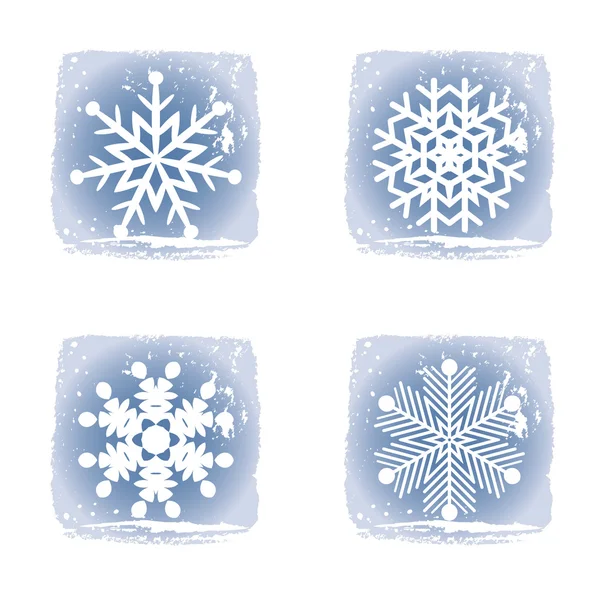 Zestaw na różne płatki śniegu tło ikony — Wektor stockowy
