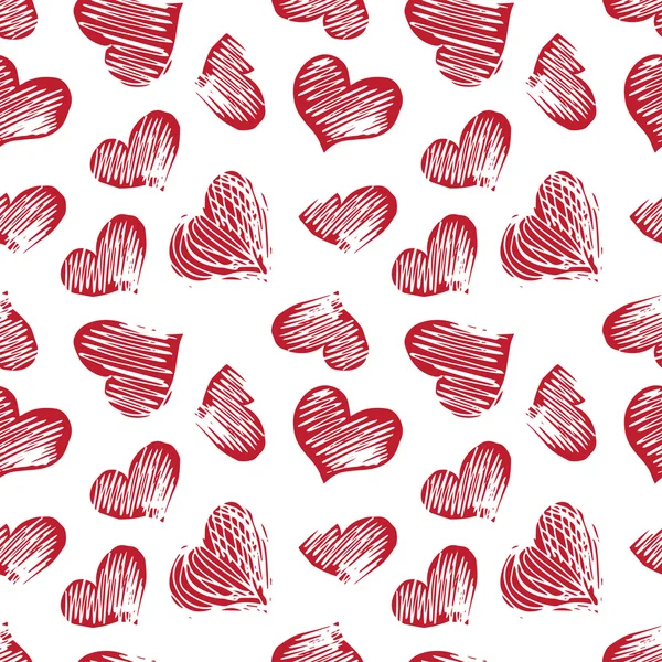 Seamless pattern with hand drawn heart shapes — Stock Vector