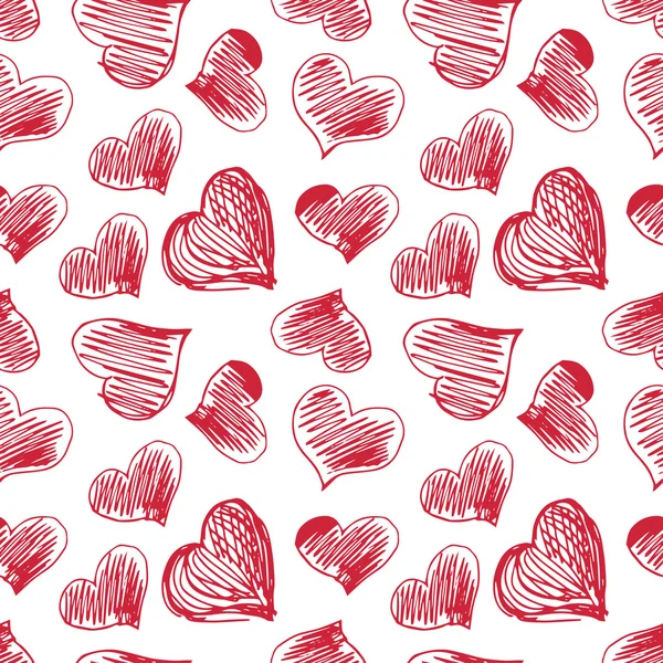 Seamless pattern with hand drawn heart shapes — Stock Vector