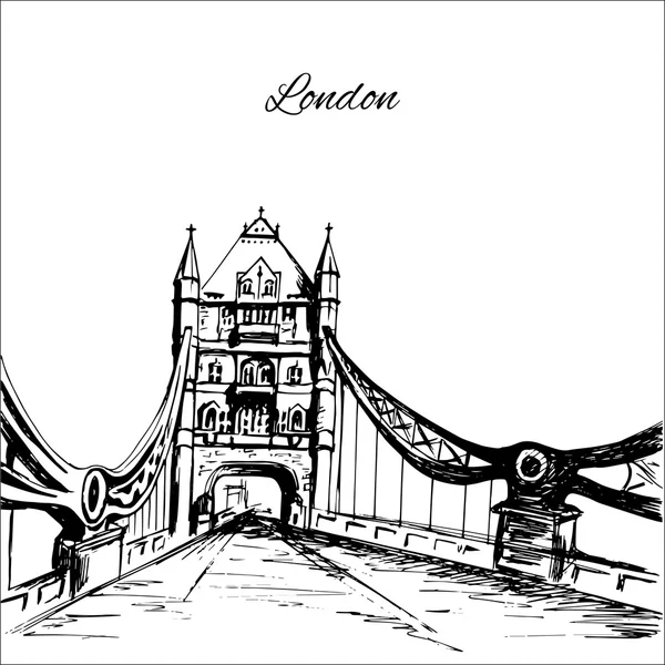Puente de la Torre de Londres dibujado a mano — Vector de stock