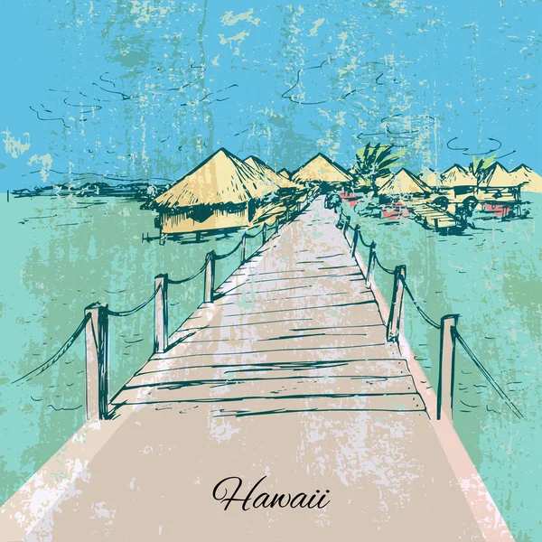 ハワイ島で描かれた bongalows を手します。 — ストックベクタ
