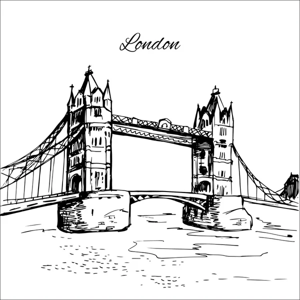 Kézzel rajzolt London Tower Bridge — Stock Vector