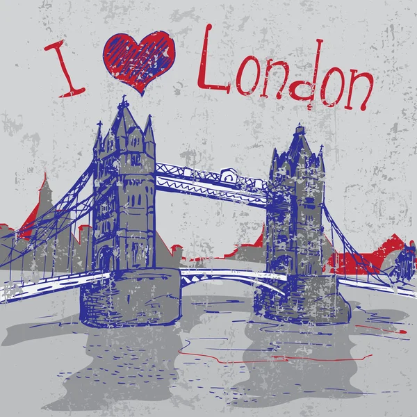 Pont Tour de Londres dessiné à la main — Image vectorielle