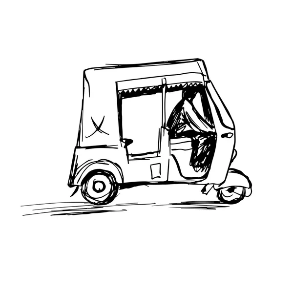 Indian rickshaw taxi hand drawn — Stock Vector