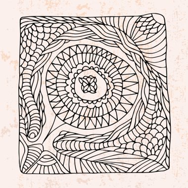 Zentangle with circle shape abstract flower clipart