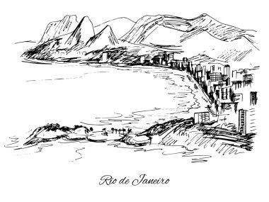 Elle çizilmiş Rio de Janeiro sahil