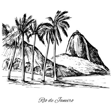 Elle çizilmiş Rio de Janeiro sahil