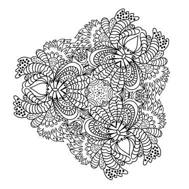 El zentangle çiçek deseni çekilmiş