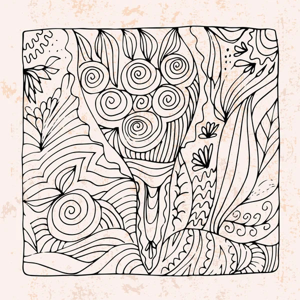 Zentangle avec bouquet de fleurs et de pommes — Image vectorielle