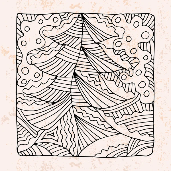 Zentangle con albero di Natale e neve — Vettoriale Stock