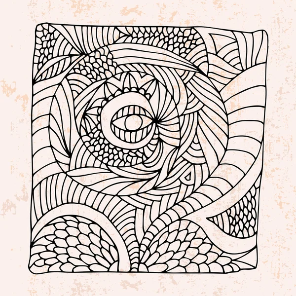 눈과 초록 꽃 Zentangle — 스톡 벡터