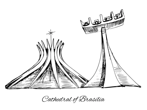 Catedral de Brasilia dibujada a mano — Archivo Imágenes Vectoriales