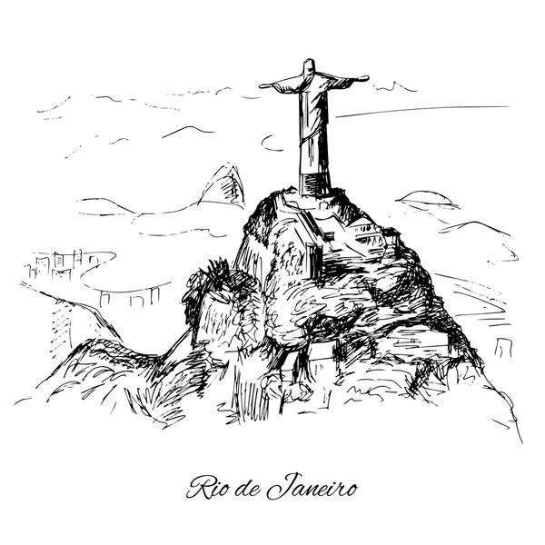 Ručně kreslenou pobřeží Rio de Janeiro — Stockový vektor