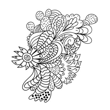 El zentangle çiçek deseni çekilmiş