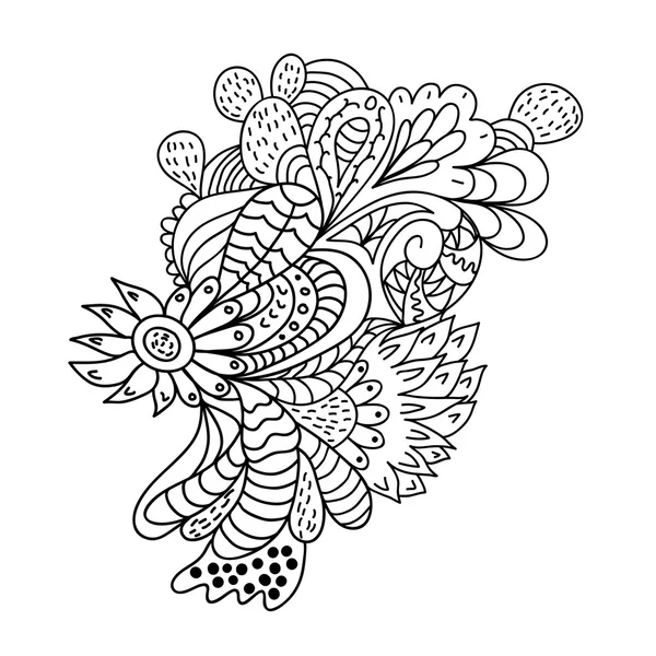 Handgezeichnetes Zentangle-Blumenmuster — Stockvektor