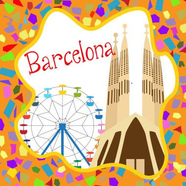 Renkli Barcelona Sagrada Familia kartıyla