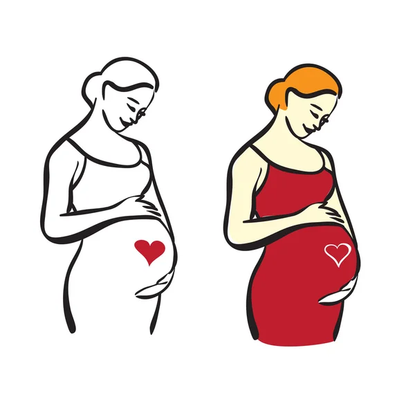 Silhueta de mulher grávida —  Vetores de Stock