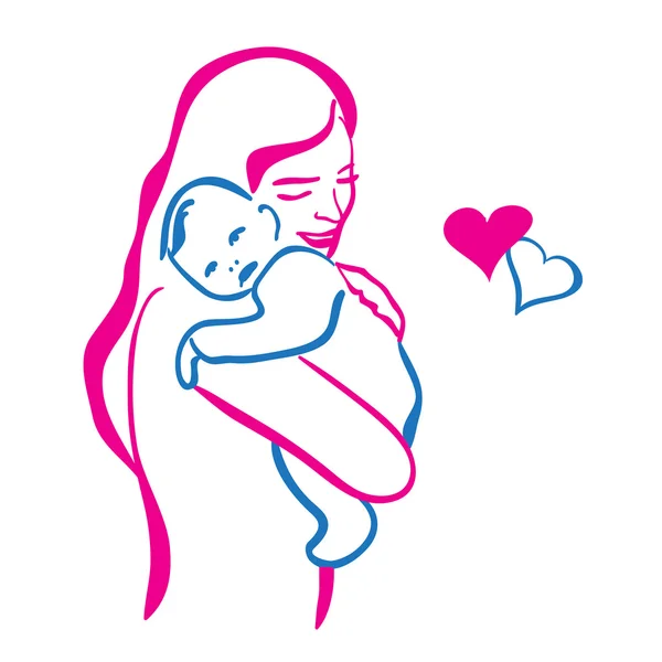 Mãe com bebê pequeno —  Vetores de Stock