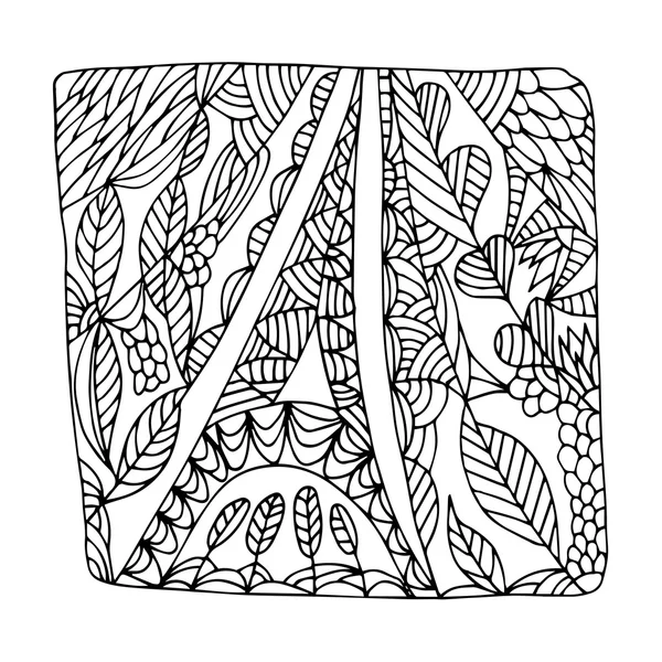 在 zentangle 的装饰埃菲尔铁塔。 — 图库矢量图片