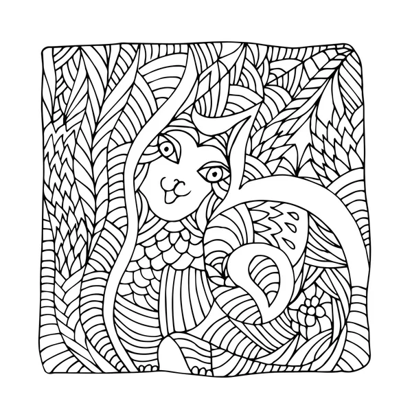 Chat décoratif dessiné à la main en gribouille carrée — Image vectorielle