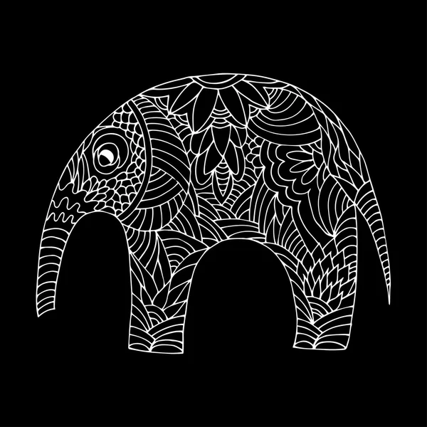 Elefante decorativo disegnato a mano — Vettoriale Stock