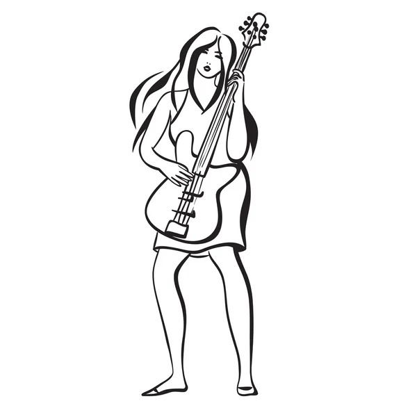 Mujer joven tocando la guitarra — Archivo Imágenes Vectoriales