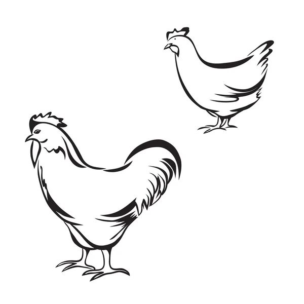 Siluetas aisladas de hon y polla — Archivo Imágenes Vectoriales