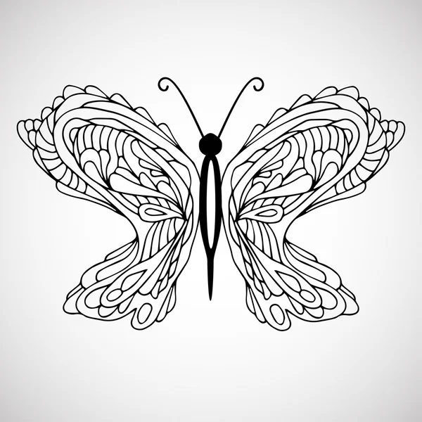 Mariposa garabato dibujada a mano — Vector de stock