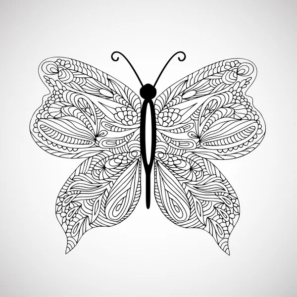 Mariposa garabato dibujada a mano — Vector de stock