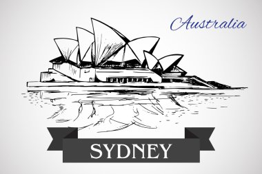 Elle çizilmiş Sydney Opera Binası