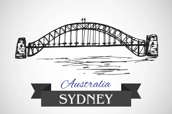 Dibujado a mano Sydney Harbour Bridge — Vector de stock