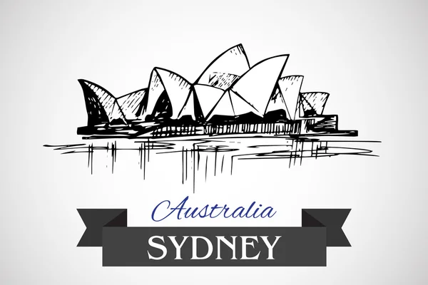 Dibujado a mano Sydney Opera House — Vector de stock