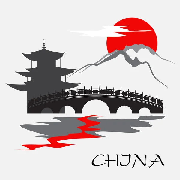 Chinach świątynię i klasztor — Wektor stockowy