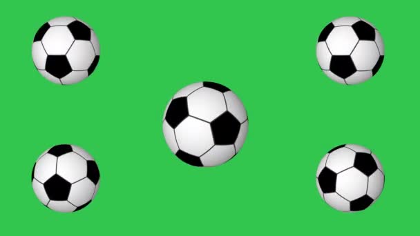 Palloni Calcio Ruotati Schermo Verde Mov — Video Stock