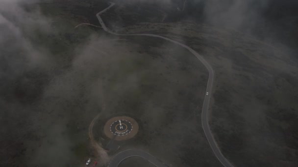 Spectacular Drone View Curved Road Concrete Helipad Grassy Rural Valley — Stock Video