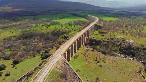 Breathtaking View Stone Viaduct Located Highland Valley Blue Sky Summer — Wideo stockowe