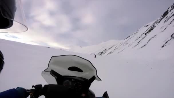 Sneeuwscooter Reis Winter Natuur — Stockvideo