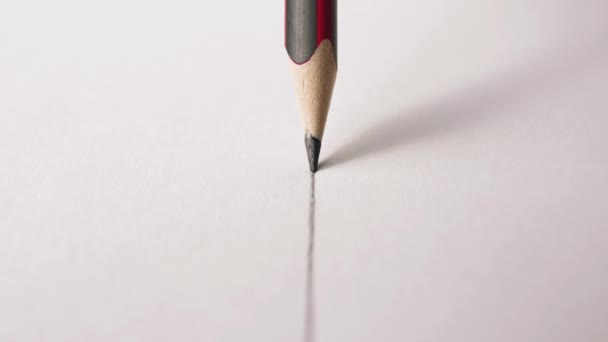 Tracking Shot Pencil Drawing Straight Line Smooth White Surface — Stock Video